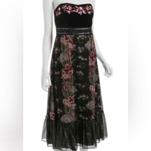 Nanette Lepore Black and Pink Floral Maxi Dress